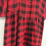 Vintage Phool Buffalo Plaid Maxi Shirt Dress Button Front Puff Sleeves Red Sz M Size M Photo 6