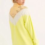 Free People Sweatshirt Isla Pullover Sweater Crochet Zip Neck Lime Peach Ivory Photo 8