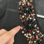 Chico's  1 Solid Black Sequin Beaded 3/4 Sleeve 100% Cotton Drop Waist Tunic Top Photo 5