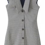 ZARA Brown and Navy Houndstooth Sleeveless Mini Dress Photo 0