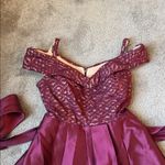R & M Richards  Burgundy Heart Neck Lace Sequin Dress SIZE 10P Photo 2