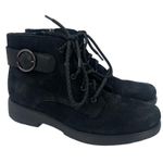 Munro Buckley Boots Size 7.5 Black Nubuck Leather Lace Up Zipper Buckle NWOT Photo 1