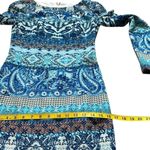Antonio Melani Midi Bodycon Dress Size 2 Monochrome Blue Boho Print Long Sleeve Photo 7