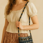 Handmade Vintage Braided Wool Shoulder Bag Patchwork One-of-a-Kind Cottagecore Photo 0