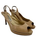 Jimmy Choo  Heels Stiletto Slingback Platform Peep Toe Leather Beige EU39.5 US8.5 Photo 1