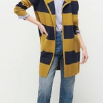J.Crew Juliette Collarless Sweater XS Rugby Striped Navy Yellow Wool Blend Photo 0