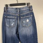 KanCan Mom Fit High Rise Straight Leg Jeans Sz 24 Medium Wash Raw Hem Crop Ankle Blue Photo 6
