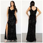 Baltic Born  Monroe Black Velvet Sequin Gown Photo 1