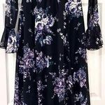 ASOS  Black Ruffle Trim Purple Floral Double Front Slit Maxi Dress sz 4 Photo 0