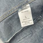 Zenana Outfitters Denim Jakcket Distressed Medium Wash Button Front Ripped Raw Hem Size L Photo 7