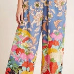 Anthropologie by  Leilani Paperbag Wide-Leg Pants in Blue Floral Size Small‎ Photo 0