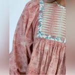 New Kopal Rose Hand Block Floral Print Prairie Peasant Blouse Top Shirt size XL Pink Photo 2