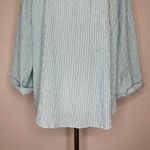 Chico's Chico’s Green Striped Diamond Textured Tie Front Shirt Photo 8