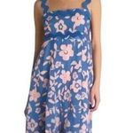 Romantic Boho Blue Pink Floral Maxi Dress M Ruffle Hem Scallop Straps Festival Size M Photo 0