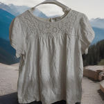 Ella Moss Ella‎ Moss Eyelet Embroidered Flounce White Tee Sz S Cotton Modal Babydoll Boho Photo 0