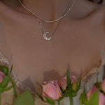 Boutique NEW Women's Opal Moon Pave Diamond Simulant Necklace 925 Silver White 16-18” Photo 11