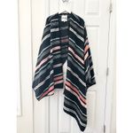 Kenzo RTW 2015 Black Orange White Serape Baja Stripe Wrap Cardigan Sweater Small Photo 1