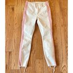 Mother the looker ankle fray white with pink stripe jeans 26 Photo 4