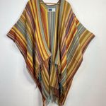 Rhonda Stark Southwestern Italian Acrylic Carnival Stripe Fringe Serape Shawl OS Photo 0