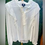 W By Worth  Swiss Dot Ruffle Sheer Blouse Size Medium Photo 0