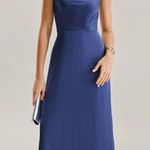 Rihoas Navy Cowl Neck Satin Sleeveless Maxi Dress Blue Size M Photo 0