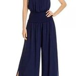 Tory Burch NWOT Smocked Shoulder-Tie Jumpsuit Size XS Navy Blue Photo 0