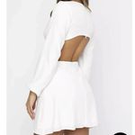 White Fox White Twist Knot Front Cutout Long Sleeve Mini Fit & Flare Dress Sz XS Photo 1