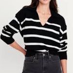 Old Navy  Polo Knit Cotton Sweater Size Medium Striped Black White Photo 0