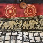 BLACK CLOTH MINI BAG RED SATIN METALLIC AND COTTON WITH ELEPHANT DESIGN Photo 1