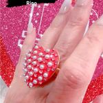 Betsey Johnson Heart Beaded Bling Stretch Heart Ring Photo 10
