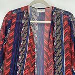 Altar'd State Boho Sheer Kimono Cover Up Red Blue Long Line Open Front Size M Photo 1