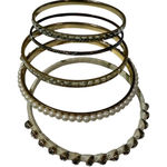 Set of 5 Stackable Bangles Gold Tone Rhinestone Pearl Embellished Photo 0