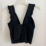 ZARA Black Ruffle Strap V-Neck Crop Top Women’s Size M NWOT Photo 2