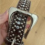 Guess  Faux Leather Belt Studs Rhinestones Western Size S Brown Silver Photo 1