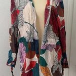 Annie + Otis Silk Cotton Tropical Print Open Front Cardigan Coverup Oversized Lg Photo 0