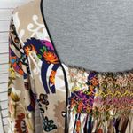 Mystery Mexican Print Smocked Top Bell Sleeve Tunic Shirt Tan‎ Multi Medium Tan Photo 4