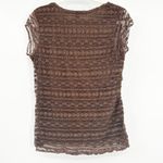 Merona  Womens Y2K Whimsigoth Fairycore Lace Overlay Babydoll Top Size L Brown Photo 4