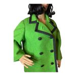 American Vintage 1960s Joseph Heim Agnes Whitmore Green Boucle Mod Wool Coat black trim Medium Photo 5