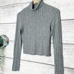 Planet Gold  Heather Gray Wide Ribbed Turtleneck Long Sleeve Top Size Small Photo 2