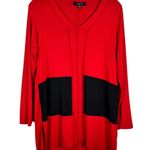 Comfy USA Carry Red & Black Longline Jersey Stretch Knit Tunic Top Blouse XS Photo 0