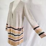 Fortune + Ivy Striped Open Front Long Cardigan Grey Brown Pink Size Medium Photo 5