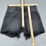H&M  Womens Denim Jean Shorts 10 Black High Rise Faded Distressed Frayed Hem Photo 3
