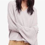 Free People Light Lilac Purple Dahlia Waffle Knit Boho Top Photo 0