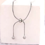 Boutique NEW Women'sā 925 Sterling Silver Lariat Ball Slide Necklace, Adjustable Photo 0