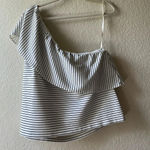 Ann Taylor one shoulder striped career work wear career casual indie boho cute classic pin Photo 7