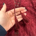 The Jetset Diaries  “The Ruins” Cranberry Red Lace-Up Bodycon Lace Dress Photo 8