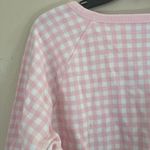 Draper James  gingham crewneck pink and white sweatshirt size large 100% cotton Photo 6
