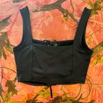 chocolate black faux leather y2k lace up tank crop top Photo 2