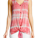 C&C California  Rose Pink Tie-Dye‎ Button Up Sleeveless Top Photo 0