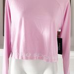Bebe Sport Pink Cloud Cropped Long Sleeve Top Tee Size L NWT Photo 9